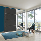Wiemann Houston 150cm Graphite Glass & Mirror Sliding Wardrobe - Pendle Village Furniture
